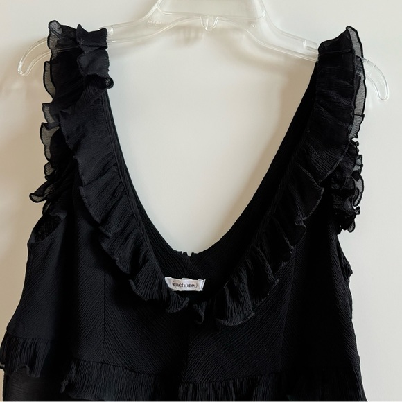 ❤️ VINTAGE CACHAREL 36 4 SEMI SHEER BLACK TIERED RUFFLE SILK CREPE DESIGNER TOP - Picture 8 of 13